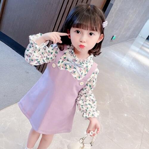 Toddler Girl Dresses Floral Pattern Dress For Girl Patchwork Dress For Kids Casual Style Costume For Girls