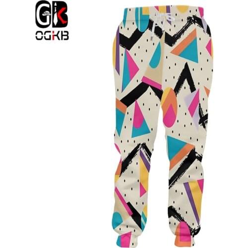 OGKB Casual Pants Boy New Long Loose 3D Trousers Printing Polygon 3d Hip Hop Big Size Clothes For Men Winter Trousers