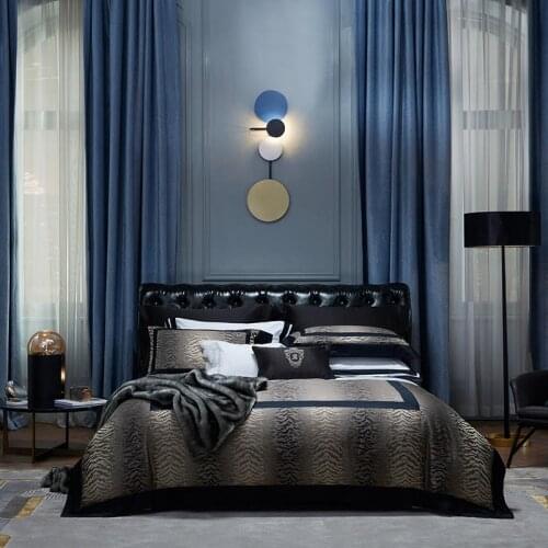 Premium High End 1200TC Cotton Soft 4Pcs Bedding set Yarn Dyed Jacquard Black Zebra Duvet Cover Bed Sheet Pillowcases Queen King