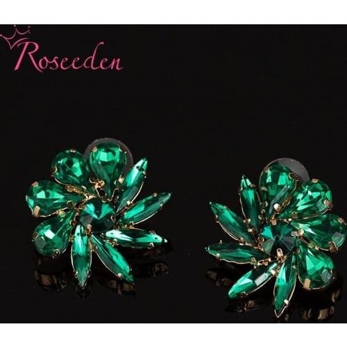 Fashion Jewelry Clear Green Crystal Rhinestone Earrings Flower Earrings For Wedding Party Evening Dress Free Shipping RE3303