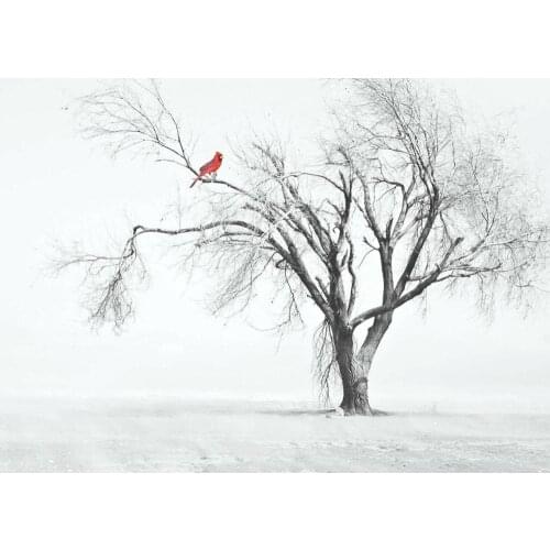 Red Bird Forest trees Modern Art Film Print Silk Poster Home Wall Decor 24x36inch