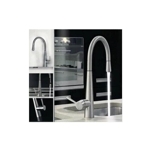 Contemporary Chrome or Brushed Solid Brass Deck Mounted pull out Hot and Cold kitchen faucet mixer faucets sink tap torneira