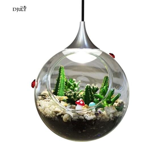 Art deco Glass ball flower pot waterproof led pendant lights for dining room balcony coffee store hanging lamp suspension luster