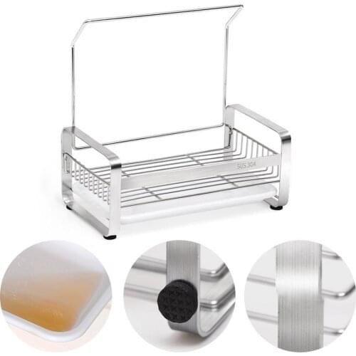 Kitchen Sink Storage Rack Stainless Steel Non-punching Durable Practical Organizer Holder Bracket Kitchen Accessories
