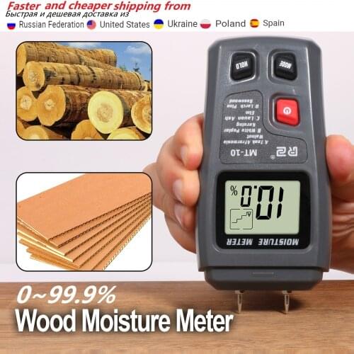 MT10 0-99.9% Tester Lumber 2 Pin Digital Wood Moisture Meter Wood Humidity Tester Hygrometer Timber Damp Detector Garden Tool RZ