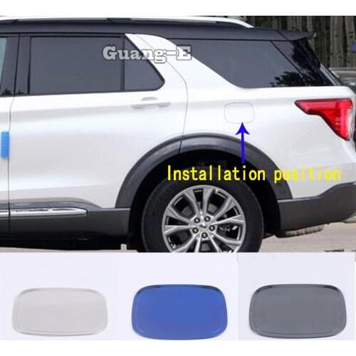 Car Styling Gas/Fuel/Oil Tank Cover Cap Stick Frame Trim Moulding Hood Panel Parts 1pcs For Ford Explorer U625 2019 2020 2021