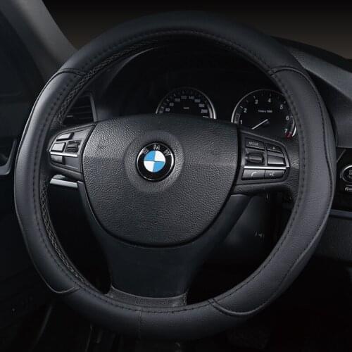 Universal Car PU Leather Steering-Wheel Covers Anti-slip Skidproof Durable 38CM/15" Dynamic Fibre Handmade Steering Wheel Cover