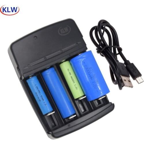 4 slots Smart USB Battery Charger for Rechargeable 1.2V A AA AAA AAAA NiMh NiCd 3.2V LiFePo4 18650 14500 10440 battery charger