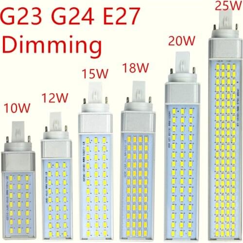 Dimming Tube lamp led Lamp g23 g24 e27 led lamp bulb 10W 12W 15W 18W 20W 25W LED Corn Bulb Lamp Light 5730 Horizontal Plug Light