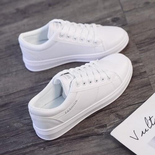 2020 Spring Woman Shoes Fashion New Woman PU Leather Shoes Ladies Breathable Flats Casual Shoes White Sneakers