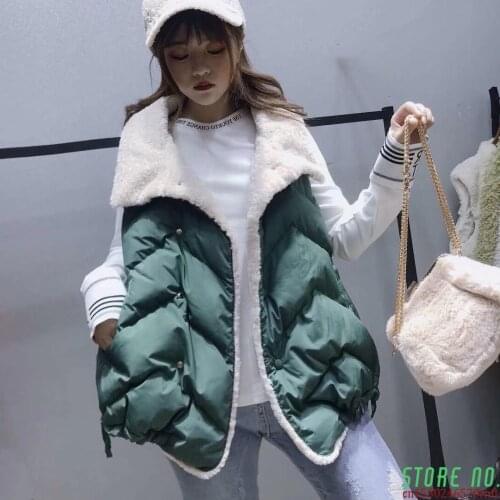 Women Winter Fall Green Loose Vest Outwear Female Hollow Cotton Beige Black Tank Tops Coat Ladies Sleeveless Jacket Windbreaker