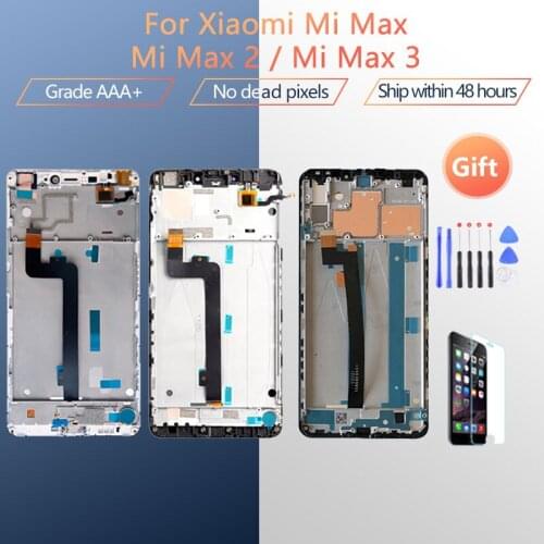For XIAOMI Mi Max 2 3 LCD screen assembly with front case Black With repair tool and Tempered film For Mi Max 2 3 LCD Display