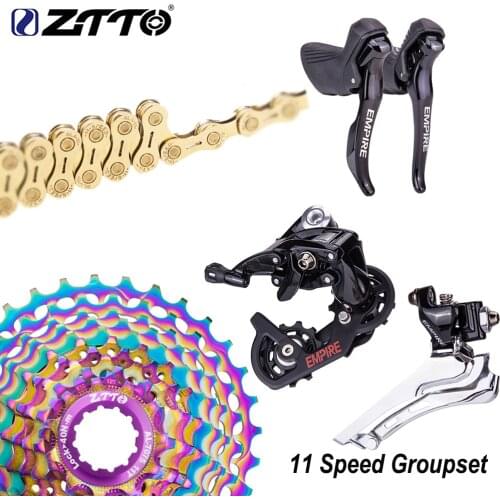 ZTTO 11 Speed Shifter Groupset 11s 28T Sivler/Rainbow k7 Road Bike Shifter Rear Derailleur set empire HG 11V hubbody compatible