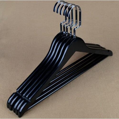 10pcs/lot 40cm/44.5cm black solid wood vintage clothes rack, clothing store anti-skid wooden hanger. trousers clips