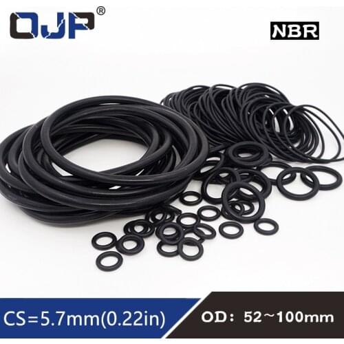 10PC/lot Rubber Ring NBR Sealing O-Ring CS5.7mm OD52/55/60/65/70/75/80/85/90/95/100mm Nitrile O Ring Seal Oring Gasket Oil Ring