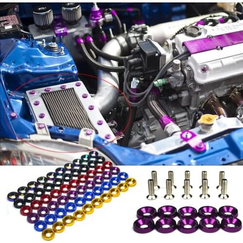 10PCS M6 JDM Engine Concave Screws Car Modified Hex Fasteners Fender Washer Bumper Fender Washer License Plate Bolts Car styling