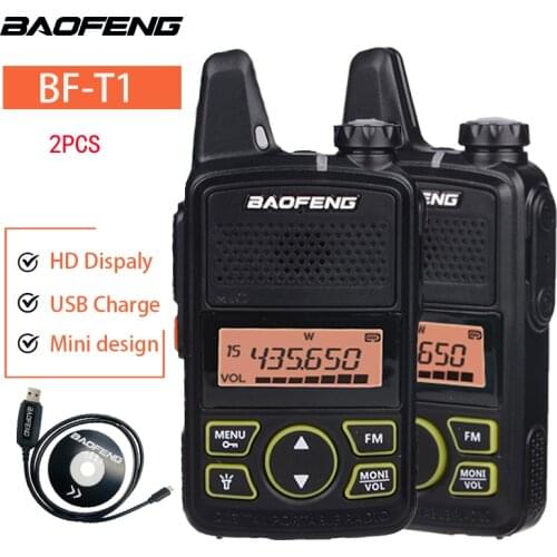 2PCS Mini Walkie Talkie rádio BAOFENG BF-T1 Kids Woki Toki USB Charger hf Transceiver Protable CB Ham Radio UHF Transmitter t1