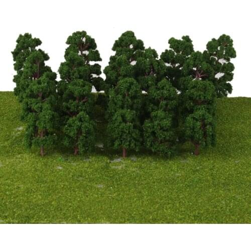 20 pcs Model Trees Deep Green HO N Scale Train Model Kits Railroad Layouts