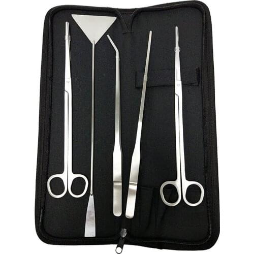 Aquarium Aquascape Tools Kits, Anti-Rust Aquatic Plant Clean Set Stainless Steel Tweezers Scissors Spatula for Aquarium Plant