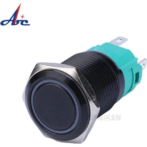 3V 5V 12V 24V 220V LED 16mm momentary black latching metal switch maintained metal push button switch 1NO1NC