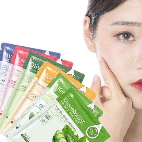 30g Six Kinds Of Plant Care Mask Mild Brighten Hydrating Whitening Fades Wrinkles Anti-Aging Eliminate Puffiness Face Care