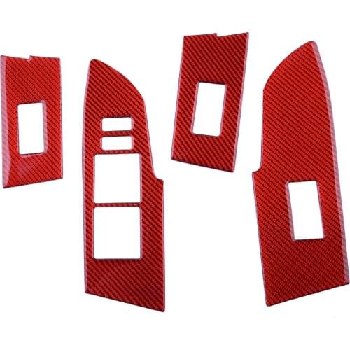 4Pcs/Set Car Red Window Lift Switch Panel Cover Trim Frame Carbon Fiber Fit For Toyota Corolla 2014 2015 2016 2017 2018 LHD