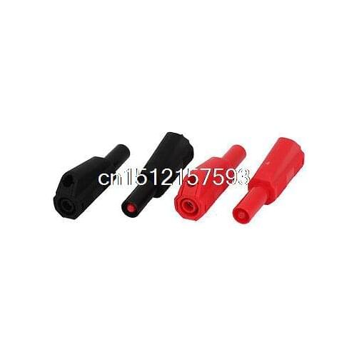 4 Pcs Multimeter Test Probes Banana Plug Cables Connector Red Black