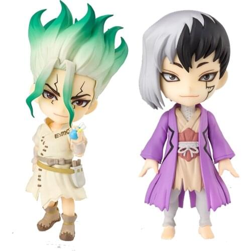 8cm BANDAI Chibi MINI Dr.STONE Asagiri Gen Ishigami Senkuu Boy Toy Pvc Movable Doll Collection Model Toys