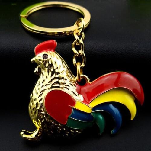 FREE SHIPPING BY DHL 200pcs/lot 2017 3D Metal Chinese Zodiac Rooster Keychains Zinc Alloy Chicken Keyrings for Gifts