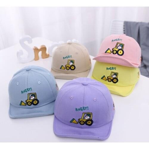 Lovely Cartoon Excavator Pattern Baby Baseball Caps Soft Brim Cotton Spring Summer Kids Boys Grils Sun Hats Autumn Toddler Hat