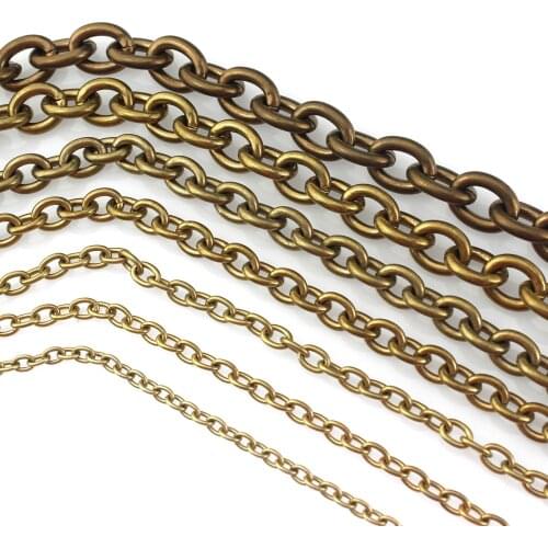 1 Meter Solid Brass O Ring Bags Chain Link Necklace Wheat Chain None-polished Bags Straps Parts DIY Accessories 7 Sizes