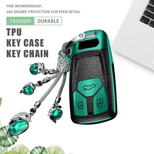 TPU Leather Car Key Case Cover Holder Key Chain for Audi A4 B9 A5 A6L A6 S4 S5 S7 8W Q7 4M Q5 TT TTS RS Coupe Protector