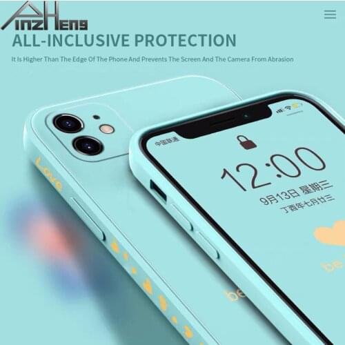 PINZHENG Heart Shap Mobile Phone Case For iPhone X 11 12 Pro Max Soft Silicone lanyard Phone Protective Cover For 7 8 6 6S Plus