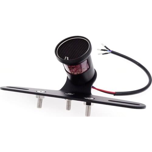 Black Motorcycle Retro LED Brake Tail Light Mesh Grill Stop Signal License Plate Lamps with Bracket for 883