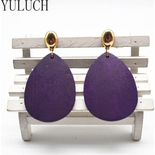YULUCH Wood Earrings Big Drops of Water Africa For Women Fashionable Woman Earrings Metal Ear Hooks Popular Accessories