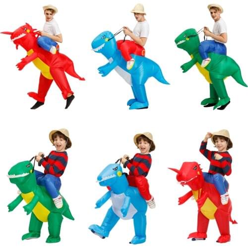 Kids Child Dinosaur Inflatable Costumes Adult Purim Halloween Cosplay Costume Carnival Party T-Rex Mascot Role Play Disfraces