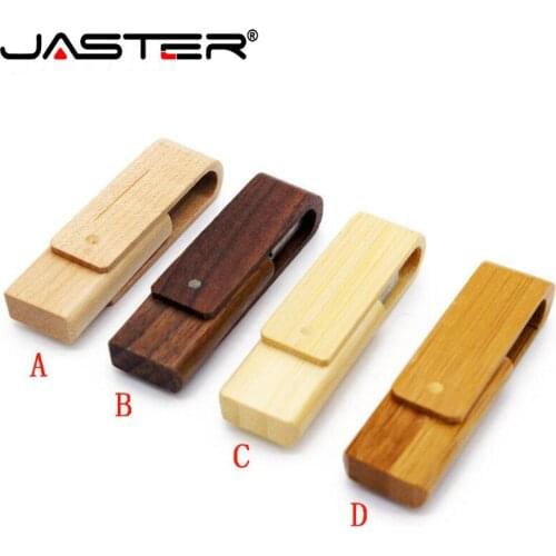 JASTER Free LOGO Wooden Rotatable U Disk USB 2.0 8GB 16GB Flash Disk 32GB U Disk 64GB Memory Stick 10 pcs 1 pack Business Gifts