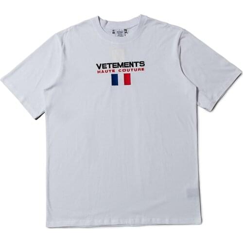 Vetements Short-sleeved Female Couple Loose Street Hip-hop Trend T-shirt Mens Cotton Round Neck Letter Print 19
