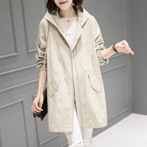HAIMAITONG Women's Hooded Trench Coats