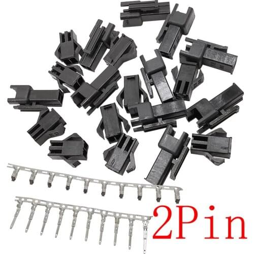 JST SM 2Pin Plug Jack Housing Terminal Connector Kit Pitch 2.54mm 2Pin Male Female Wire Connectors Plastic Shell Metal Terminals