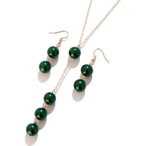 KOMI Polynesian Hawaiian New Zealand Marshall Style Multicolor Glass Pearls Drop Necklace Pendant Dangle Earrings Jewelry Set