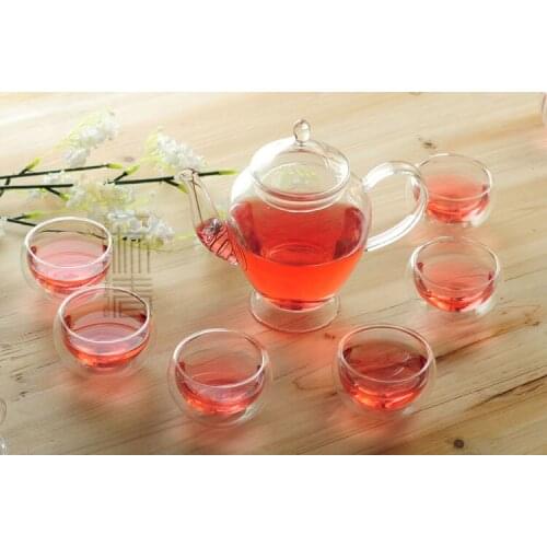 Beautiful 480ml Glass teapot with infuser/filter+ 4/6 Cup,tea set for Chinese/flower/black/green/white/yellow/dahongpao/puer tea