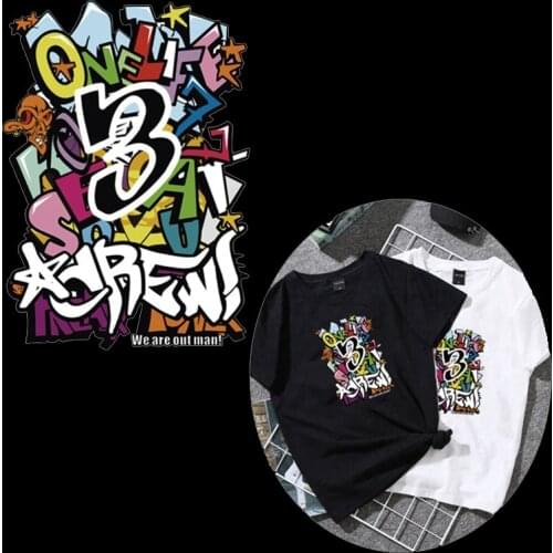 Fashion Patch Colors letter deal with it Clothes Heat Transfer Printing T shirt Women Iron on Patches for Clothing PVC Stickers