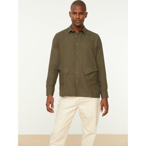 Trendyol Men 'S Relax Fit Symmetrical Double Bottom Pockets Long Sleeve Shirt TMNSS21GO0244