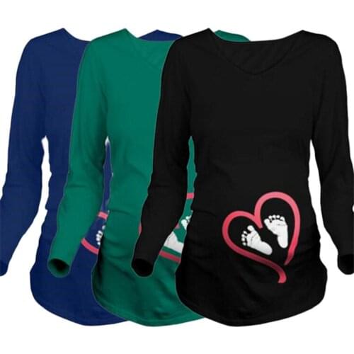 Novelty Enceinte Tops Pregnant Women Clothes Maternity Tee Shirts 2019 Christmas Snowmen Print Cotton Pregnancy Clothing Shirt