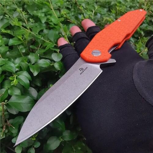 Orange Folding Knife, D2 Blade, G10 Handle, Exquisite Pocket Knife, Sharp Tactical Quick-open Hunting Knife, Collection, Gift