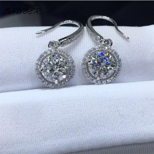 Classic 925 Sterling Silver Round Brilliant Cut 0.5-1 Carat Pass Diamond Tester D Color Moissanite Drop Earrings for Teen Girls