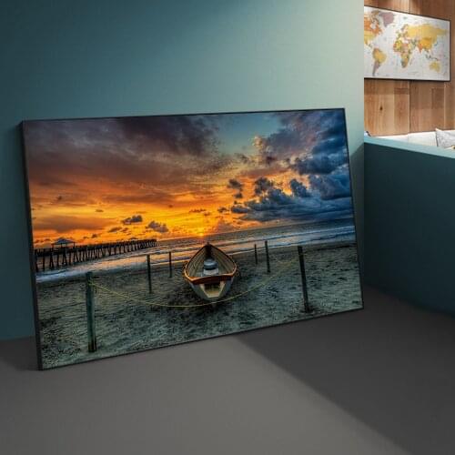 Sunset Beach View Canvas Paintings On the Wall Art Posters And Prints Landscape Nordic Art Pictures Home Wall Decoration Cuadros