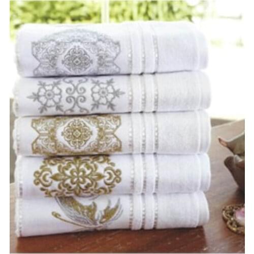 5 pcs Embroidered Hand Face Towel (Silver & Gold)