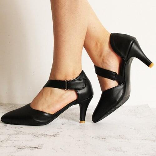 Autumn Hollow Coarse Sandals High-heeled Shallow Mouth Pointed Pumps Shoes Women Female Sexy High Heels Large Size Mujer